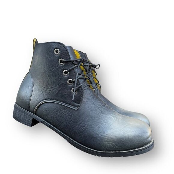 Retro British Chukka Boots Distressed Lace up Black Shoes Men's size 12 EU 45 - Picture 13 of 13